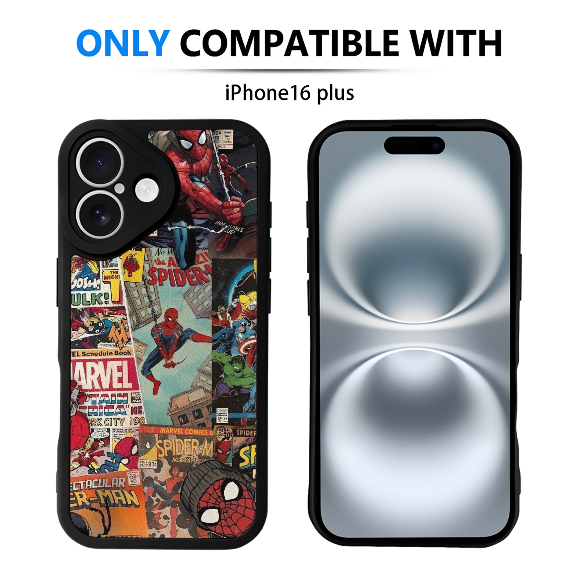 （画像用） Spider Man スパイダーマン 【iPhone 16シリーズ対応】シリコンスマホケース（レザー調） 材質：シリコン